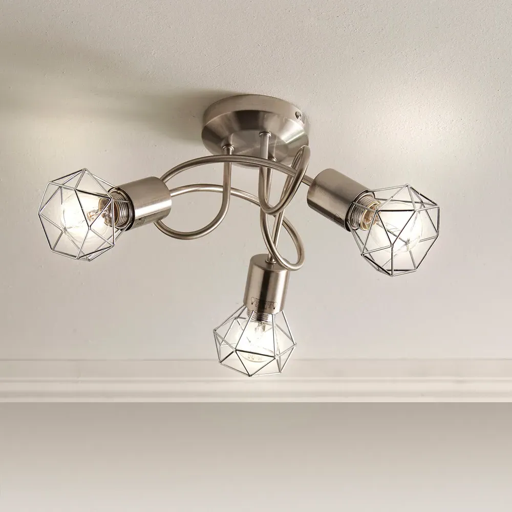 Juno 3 Light Geometric Ceiling Light - Silver, Chrome