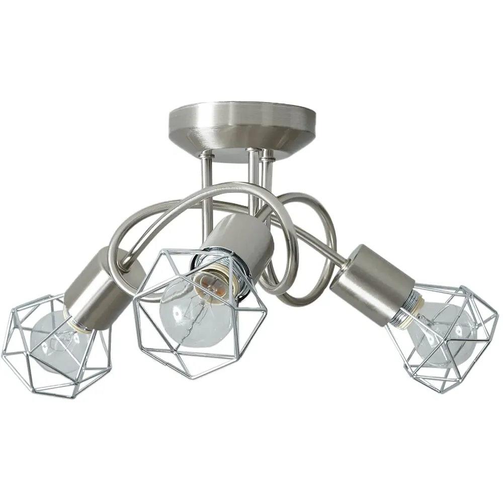 Juno 3 Light Geometric Ceiling Light - Silver, Chrome image