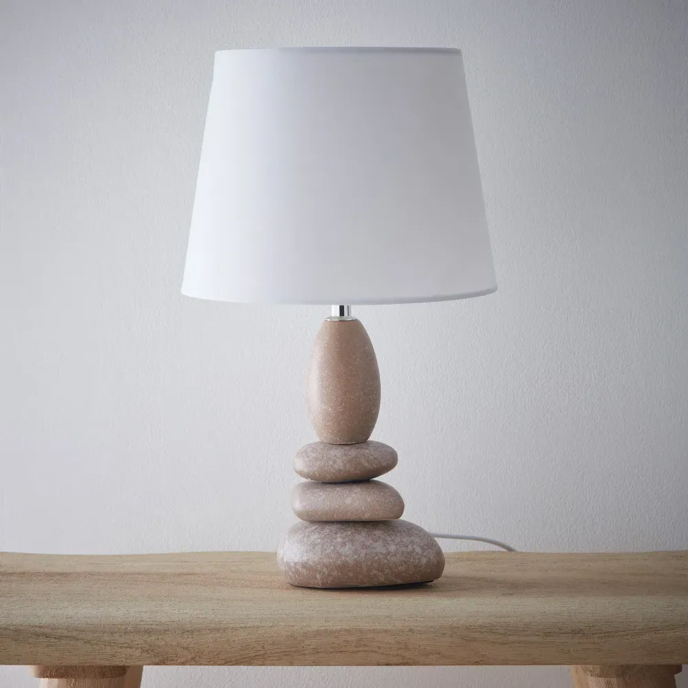 Kai Pebble-Shaped Table Lamp - Brown, Ceramic