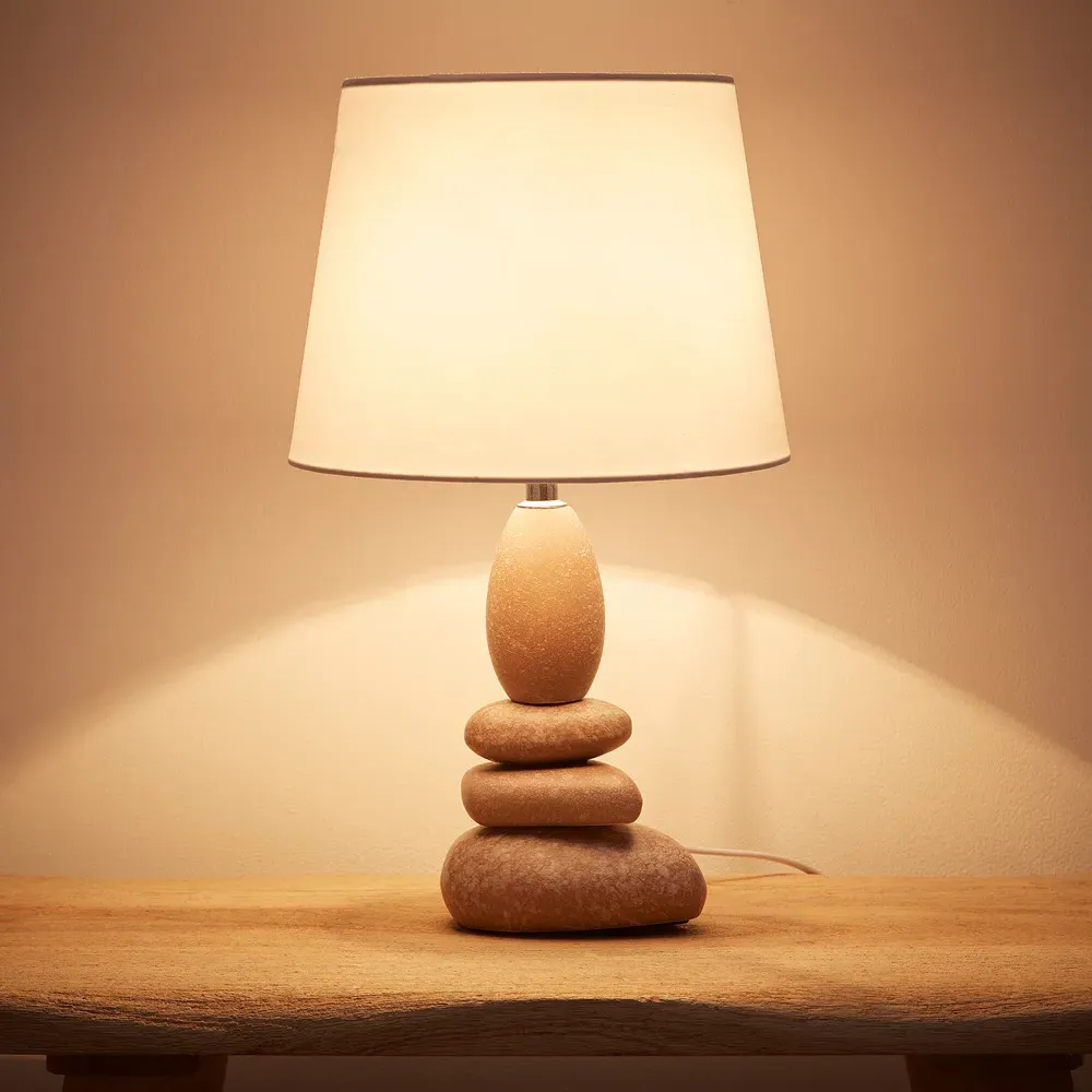 Kai Pebble-Shaped Table Lamp - Brown, Ceramic