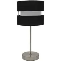 Layered Fabric Shade Chrome Table Lamp - Black