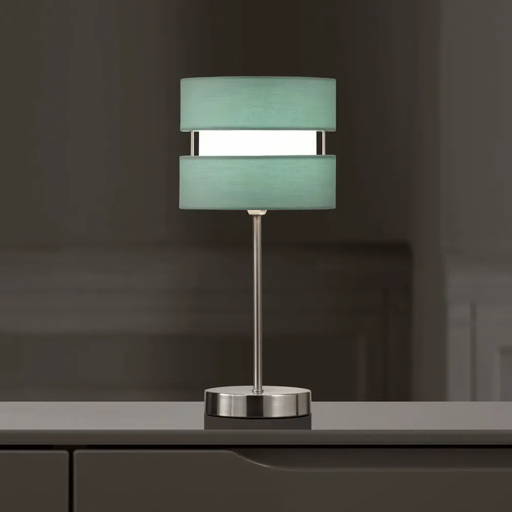 Layered Fabric Shade Chrome Table Lamp - Blue