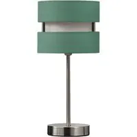 Layered Fabric Shade Chrome Table Lamp - Blue
