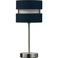 Layered Fabric Shade Chrome Table Lamp - Blue