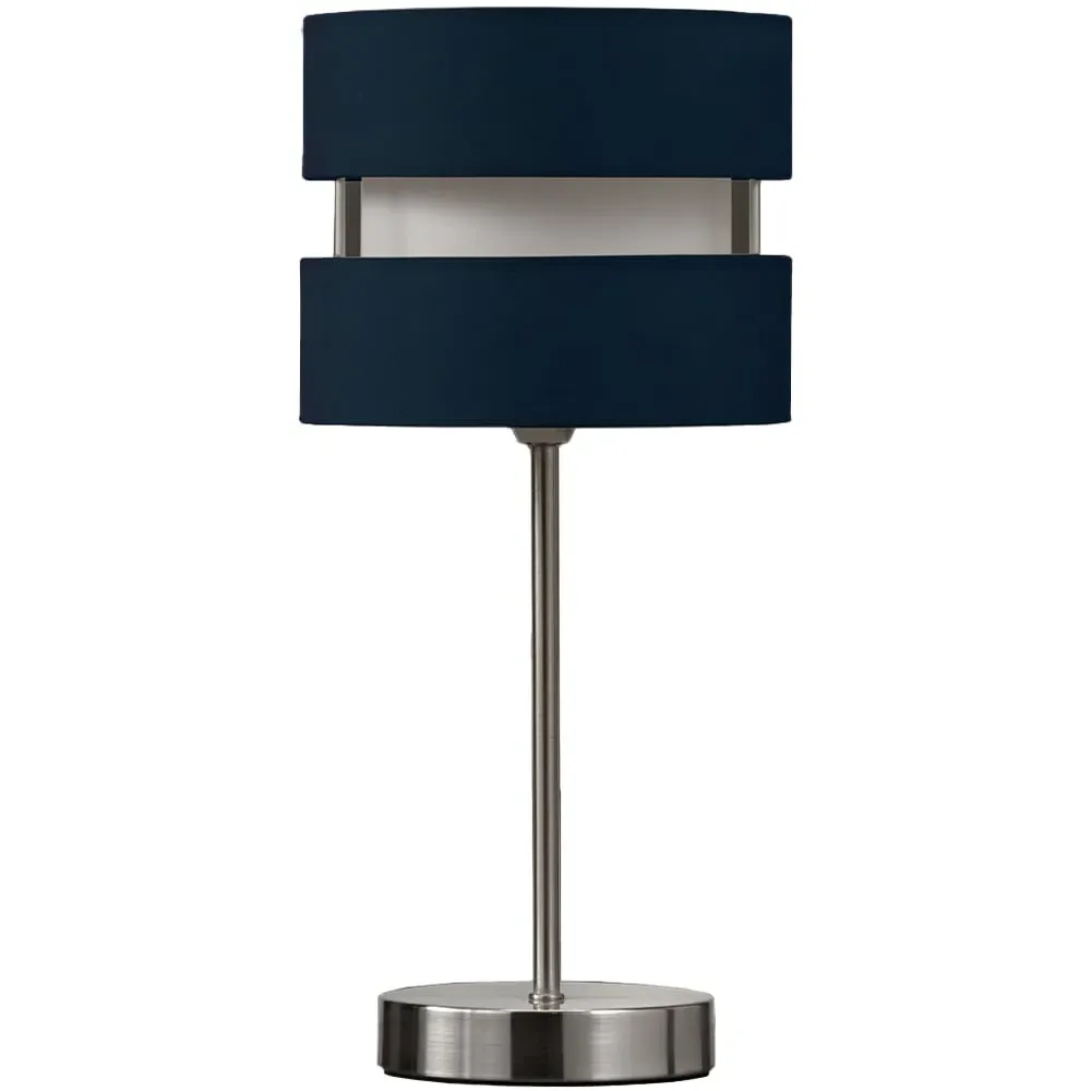 Layered Fabric Shade Chrome Table Lamp - Blue