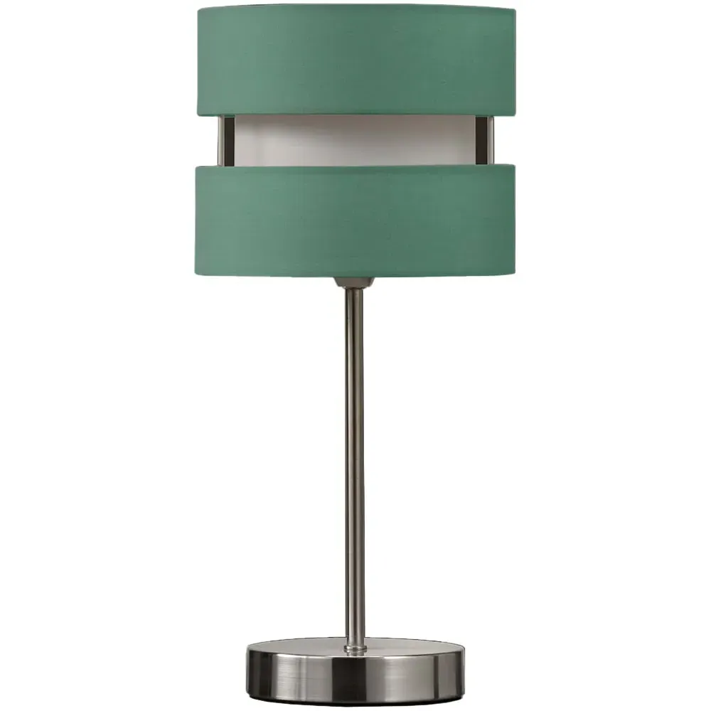 Layered Fabric Shade Chrome Table Lamp - Blue