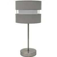 Layered Fabric Shade Chrome Table Lamp - Grey