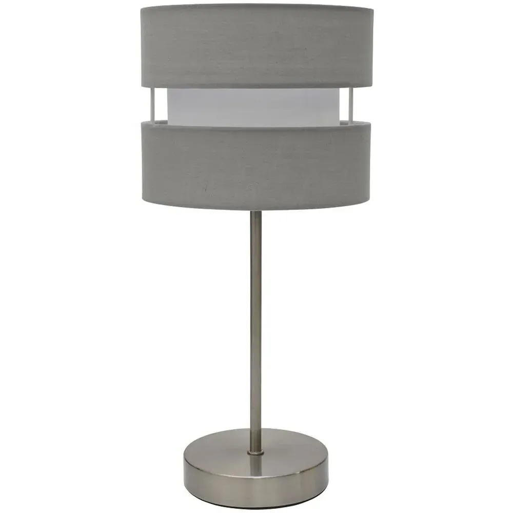 Layered Fabric Shade Chrome Table Lamp - Grey