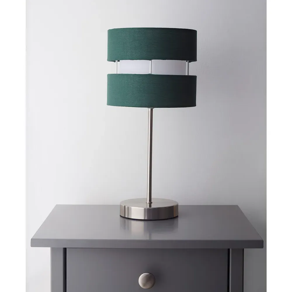 Layered Fabric Shade Table Lamp - Forest Green