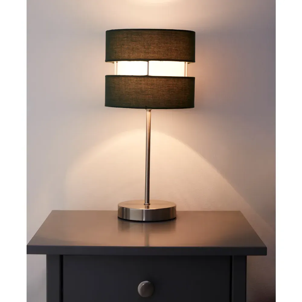 Layered Fabric Shade Table Lamp - Forest Green