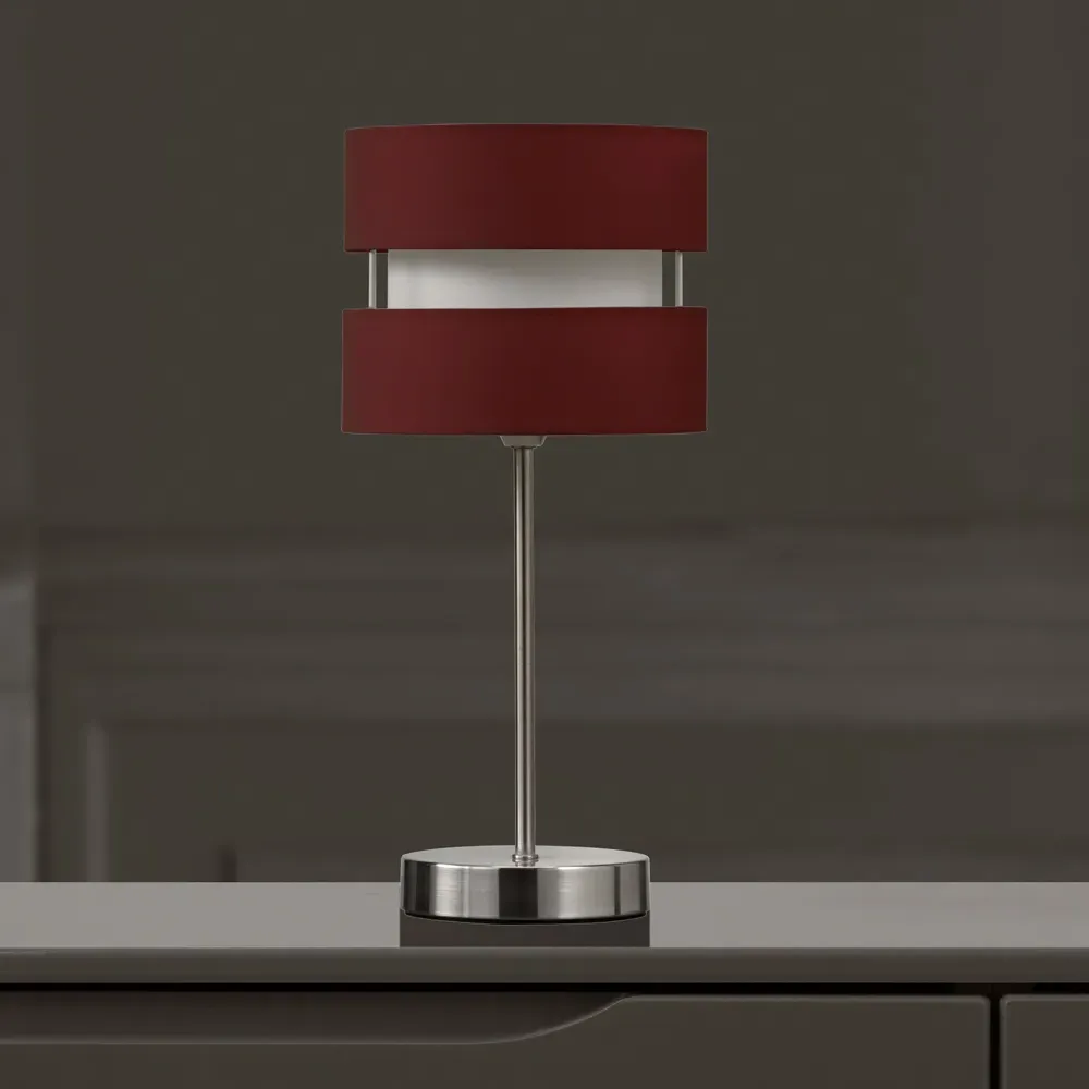 Layered Fabric Shade Table Lamp - Wine