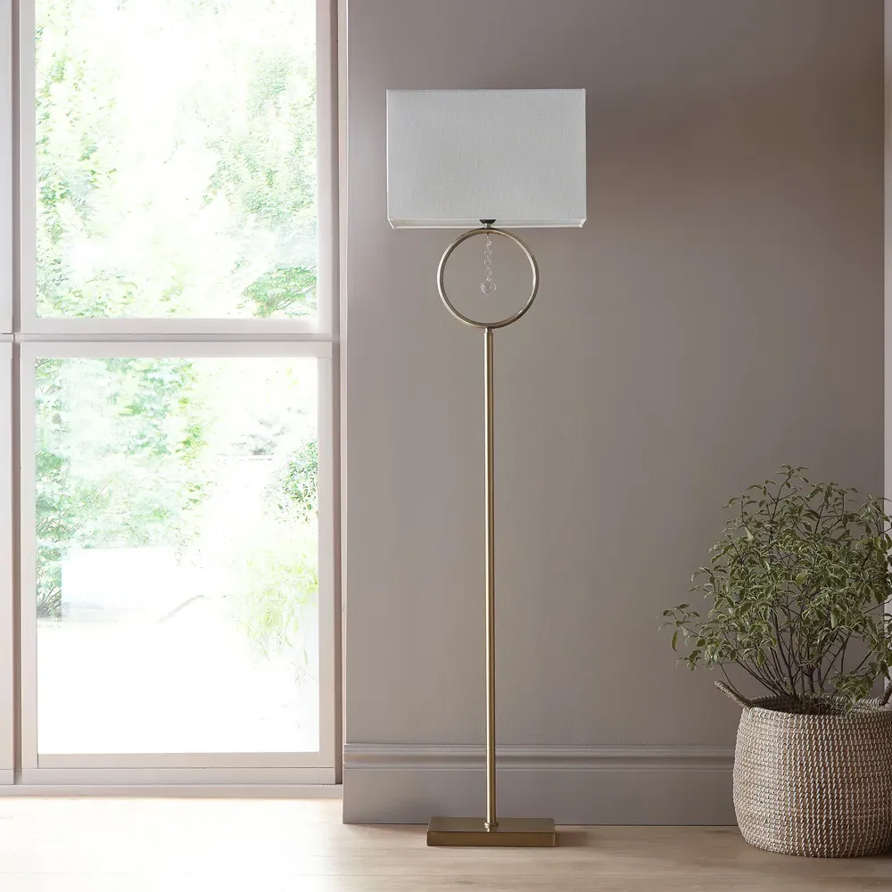 Lizzy Floor Lamp with Crystal Detail - Gold, Metal