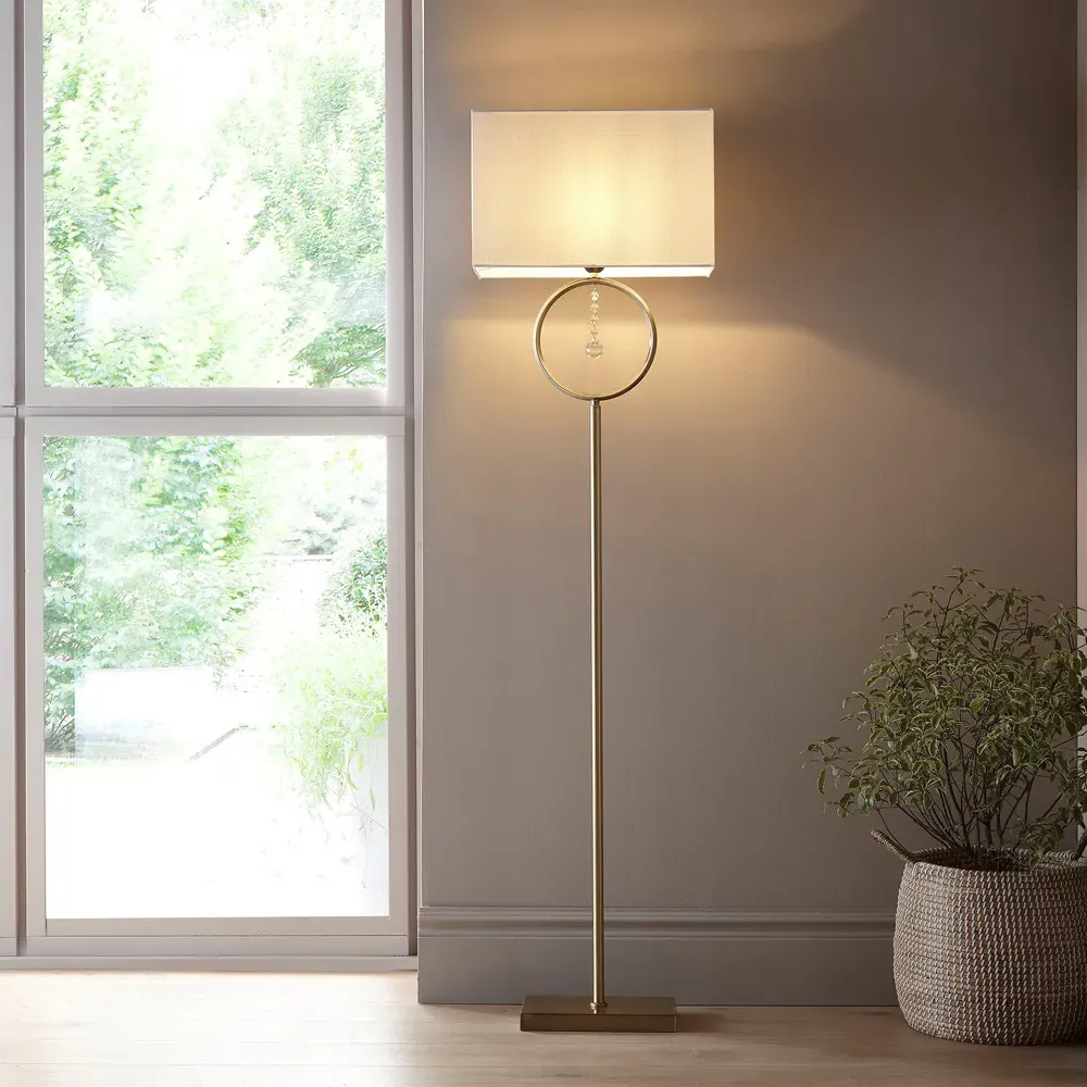Lizzy Floor Lamp with Crystal Detail - Gold, Metal