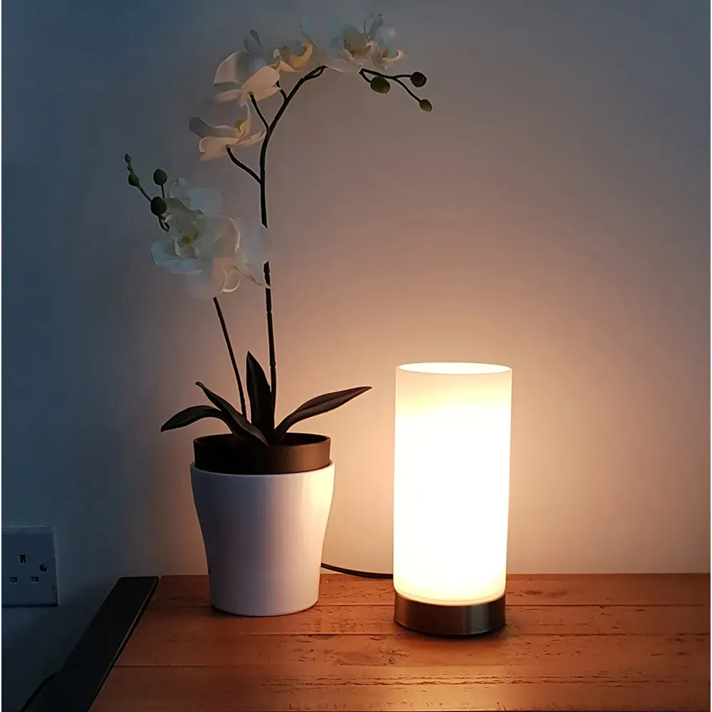 Lonsdale Cylinder Table Lamp - White, Glass