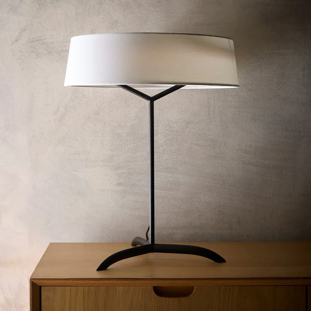 Luna Drum Shade LED Table Lamp - Black, Metal