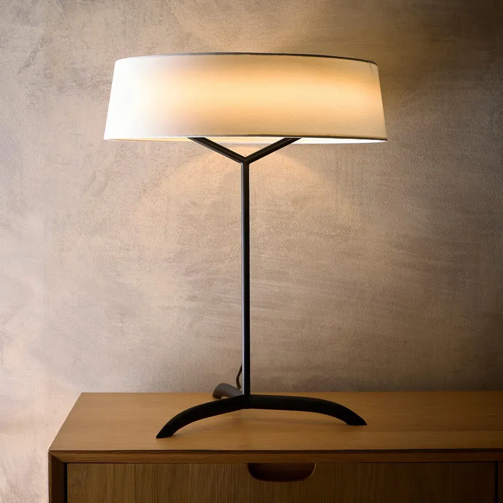 Luna Drum Shade LED Table Lamp - Black, Metal