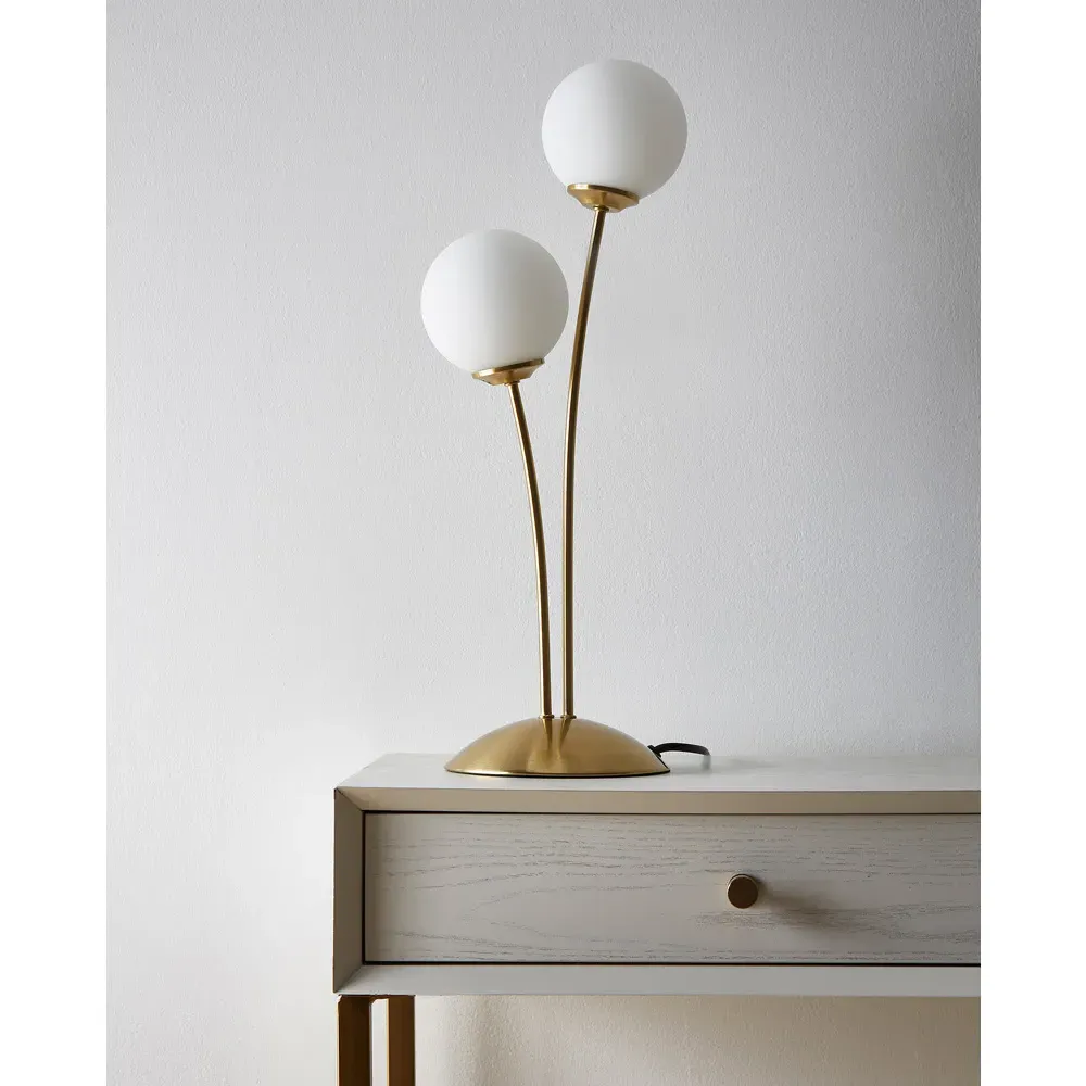 Mabel 2 Way Table Lamp - Satin Brass, Glass