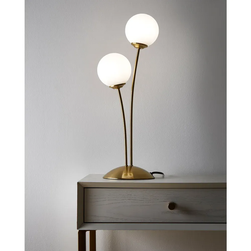 Mabel 2 Way Table Lamp - Satin Brass, Glass