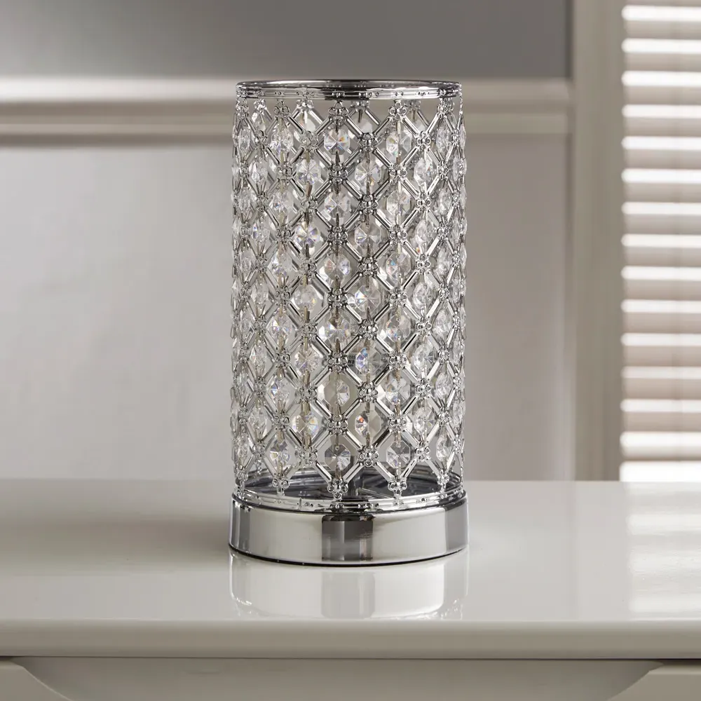 Mikey Beaded Touch Table Lamp - Silver, Chrome