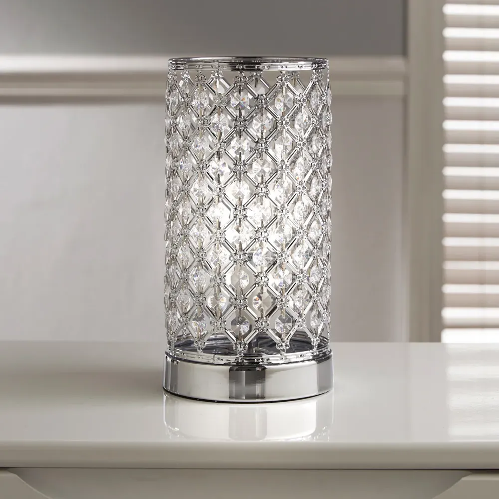 Mikey Beaded Touch Table Lamp - Silver, Chrome