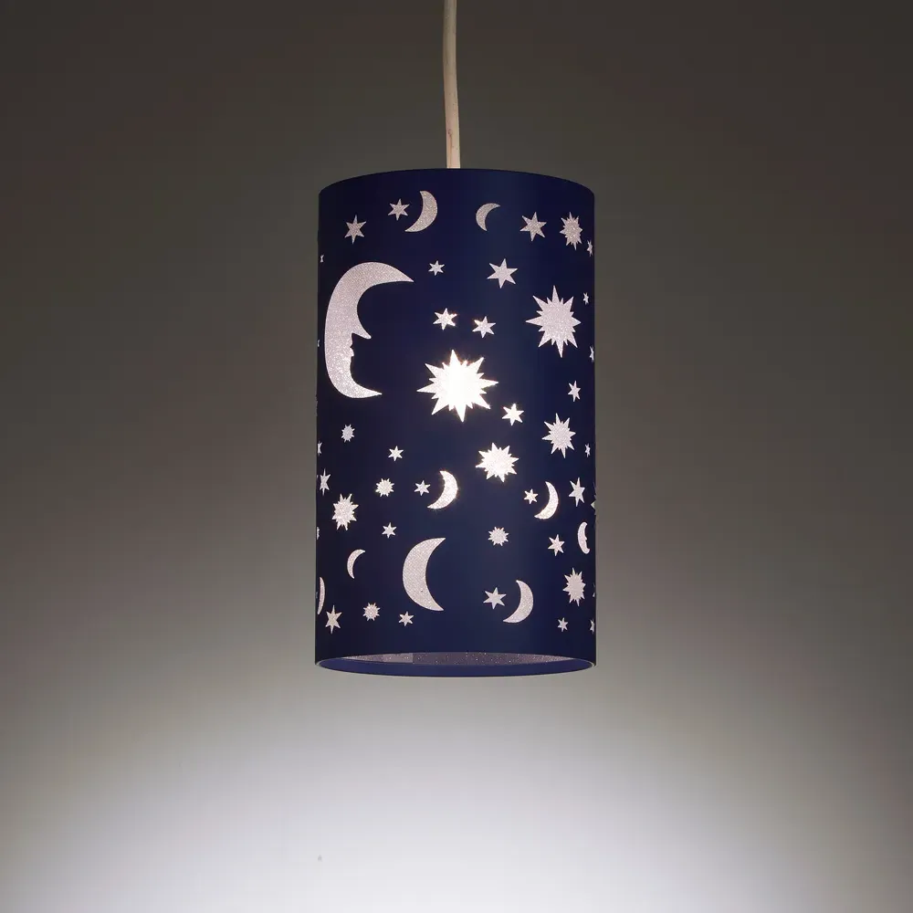 Moon and Stars Pendant Light - Navy Blue, Metal