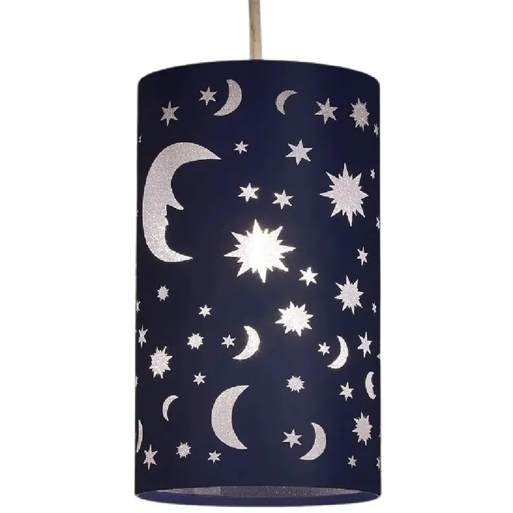 Moon and Stars Pendant Light - Navy Blue, Metal image