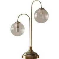 Newhaven 2 Way Ribbed Glass Table Lamp - Antique Brass