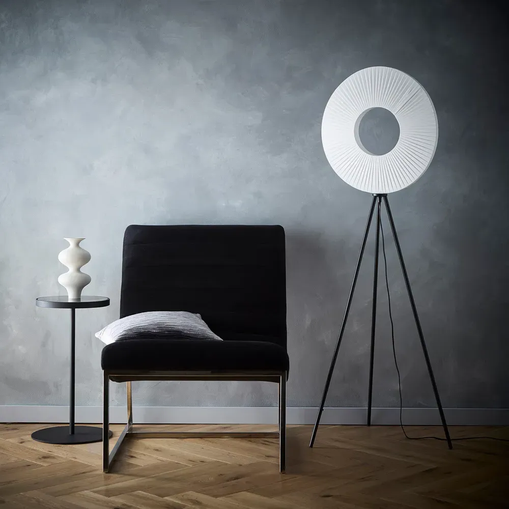 Riley Tripod Floor Lamp with LED - White, Metal