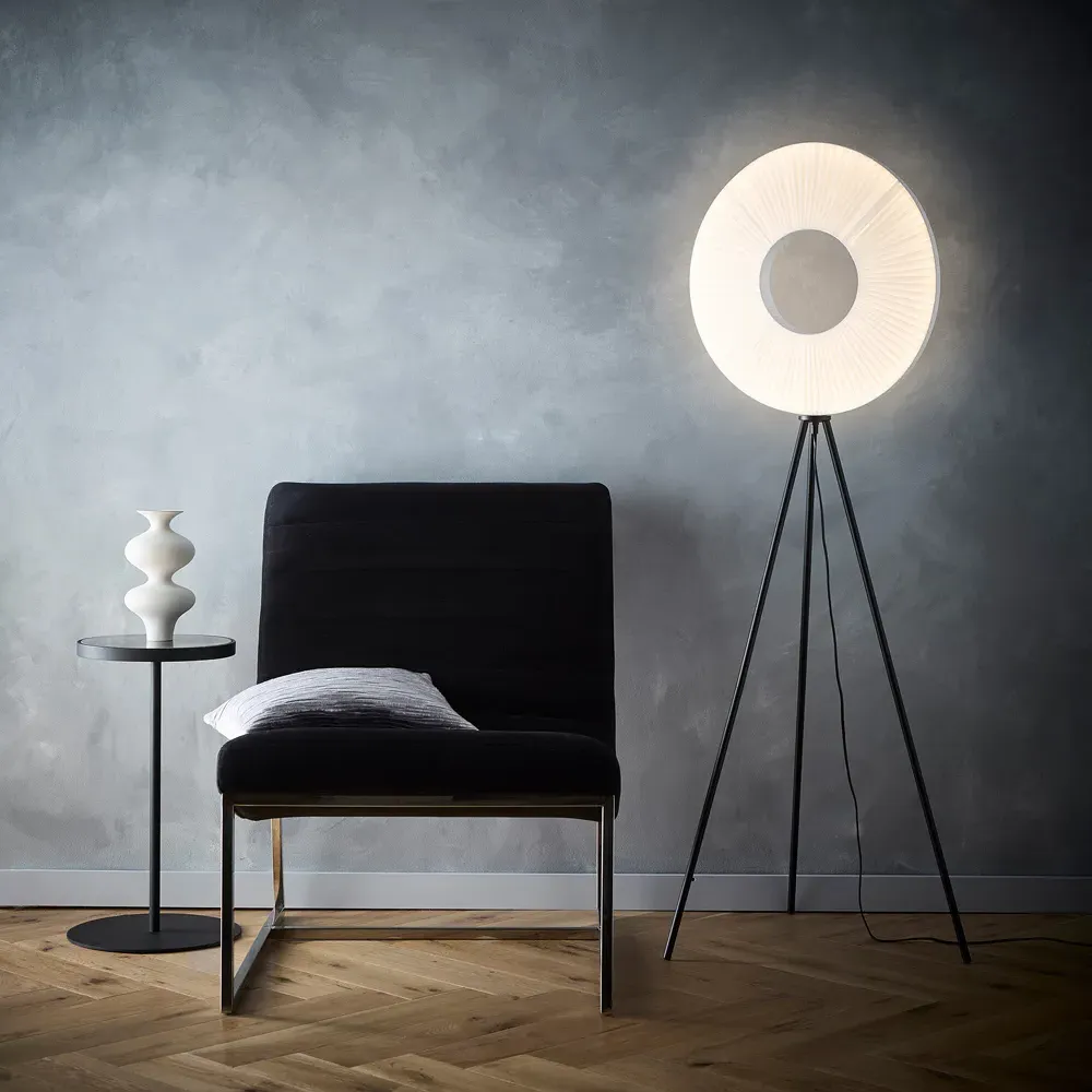 Riley Tripod Floor Lamp with LED - White, Metal