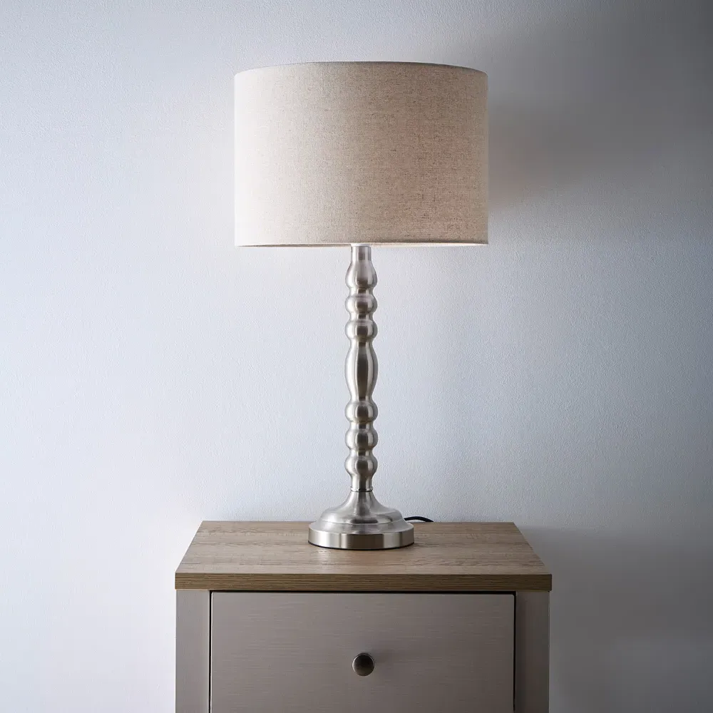 Rosa Table Lamp - Silver, Linen