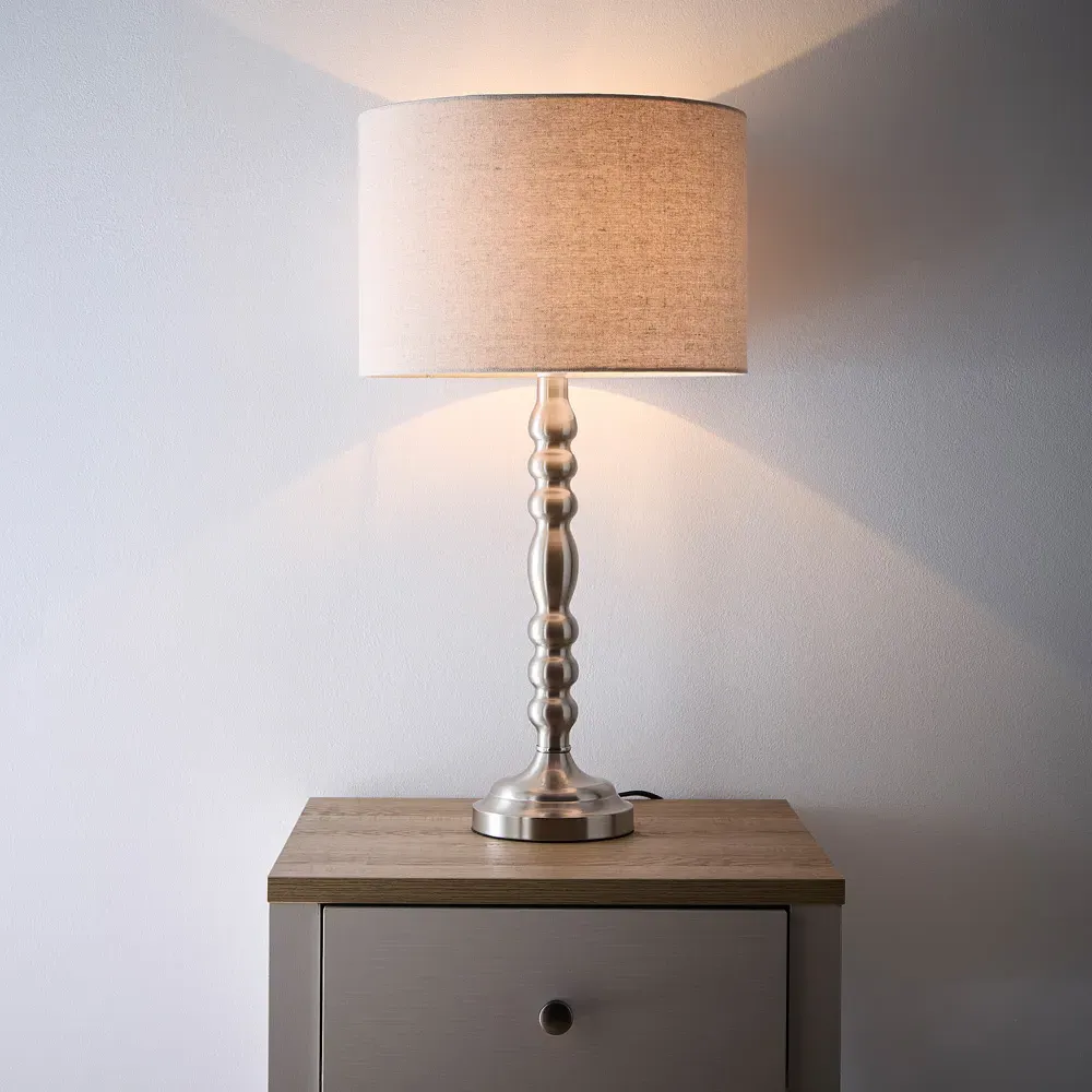 Rosa Table Lamp - Silver, Linen