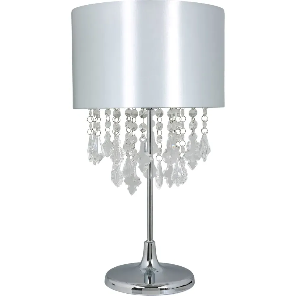 Sheldon Beaded Shade Table Lamp - Silver, Metal image