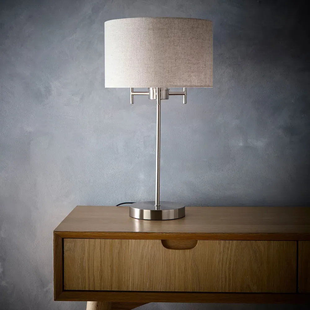 Shirley Table Lamp - Silver, Linen