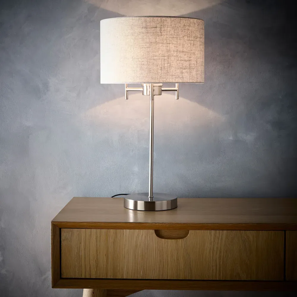 Shirley Table Lamp - Silver, Linen