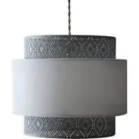 Simone 3-Tier Pendant Light - Satin Nickel, Linen