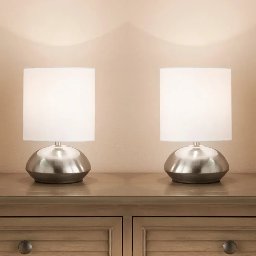 Stepped Dimming Touch Table Lamp 2 Pack - White, Chrome