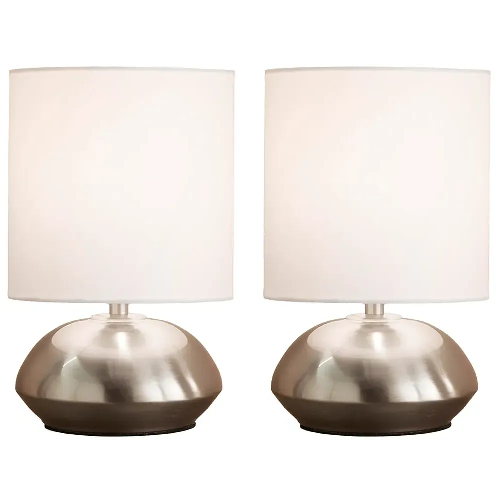 Stepped Dimming Touch Table Lamp 2 Pack - White, Chrome