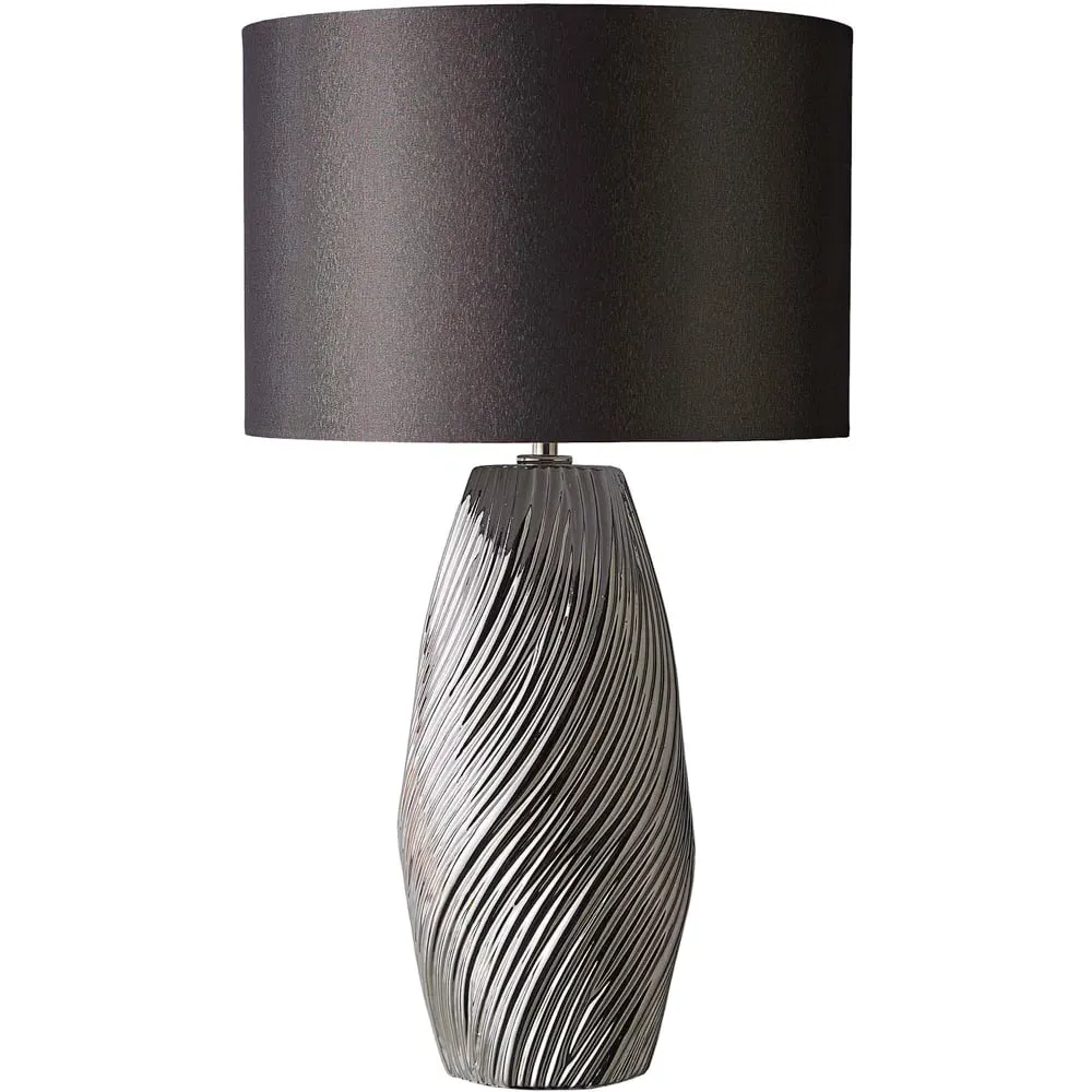 Tanga Cylinder Table Lamp - Silver, Ceramic