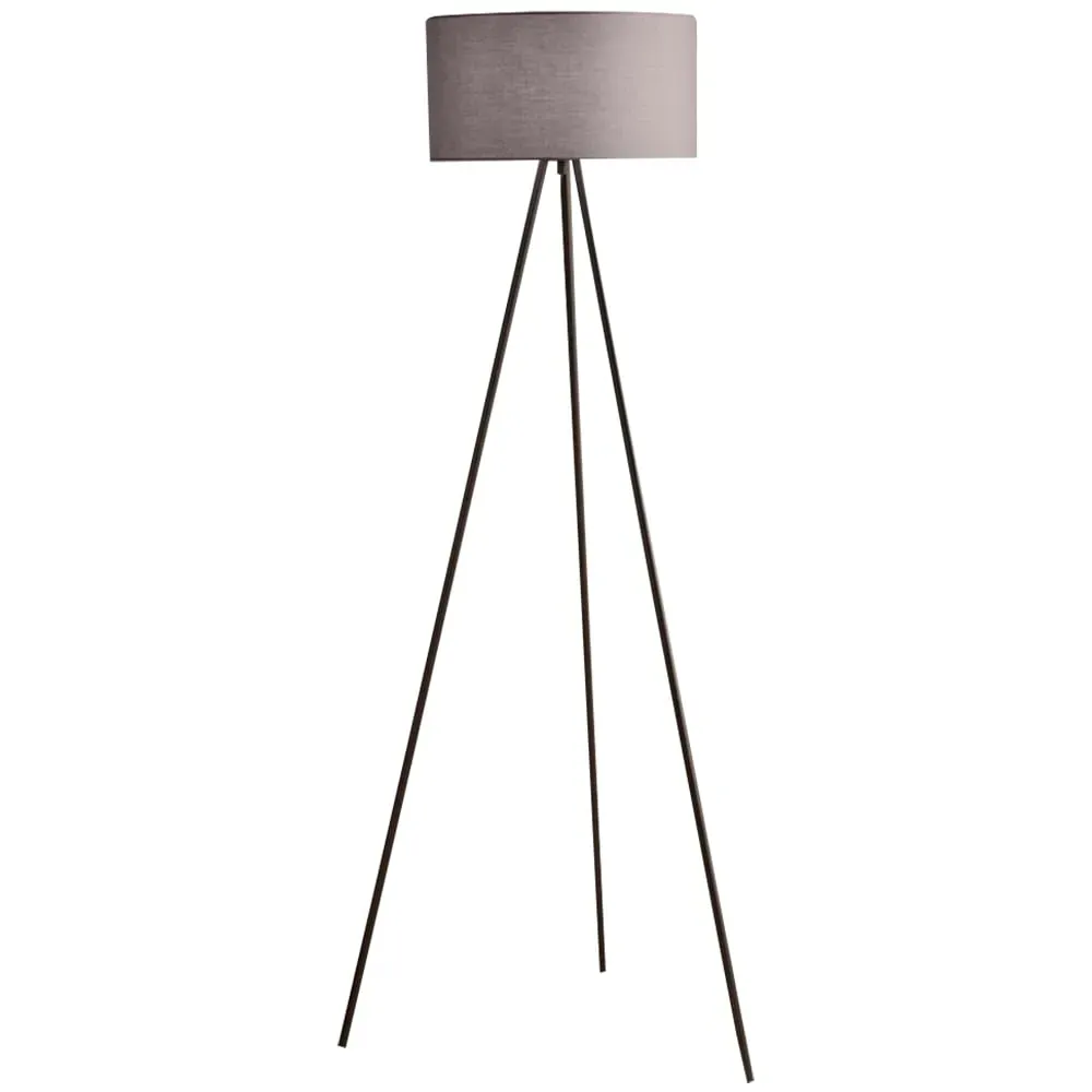 Tripod Floor Lamp with Inline Switch - Grey, Cotton