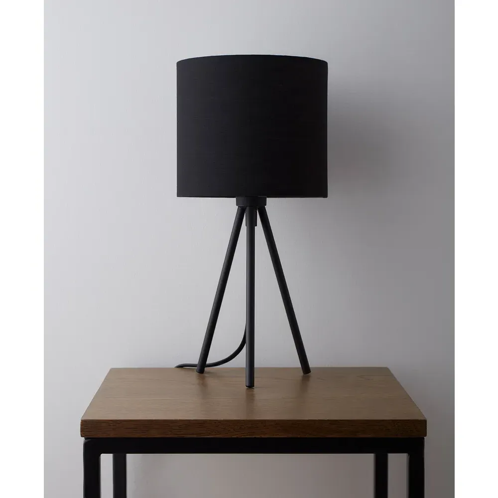 Tripod Table Lamp - Black, Cotton