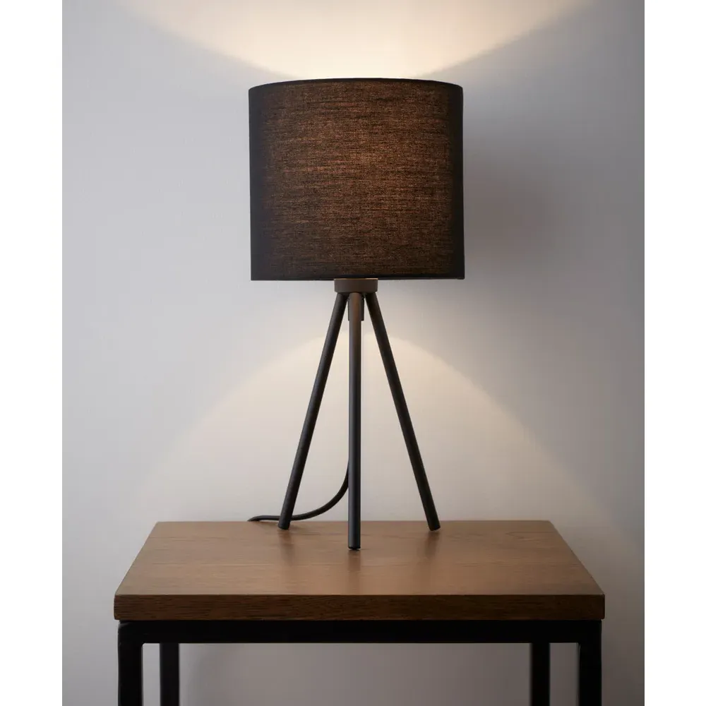 Tripod Table Lamp - Black, Cotton