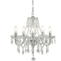 Tuscany 5 Light Ceiling Chandelier with Droplets - Clear, Acrylic