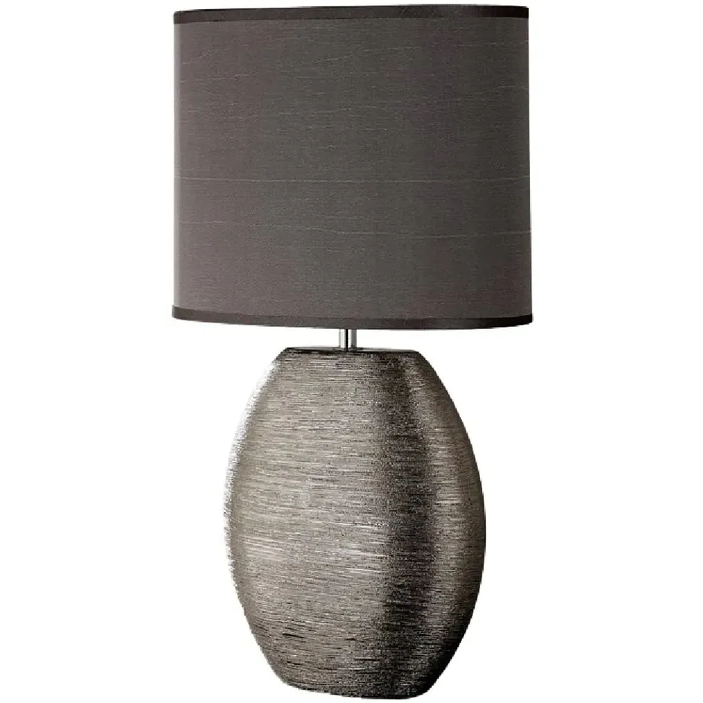 Waltham Ceramic Table Lamp with Satin Shade - Silver