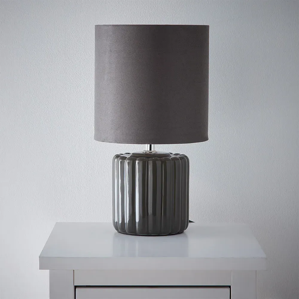 Zoe Table Lamp - Grey, Ceramic