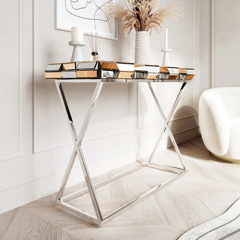 CARME Console Table - Gold, Mirrored