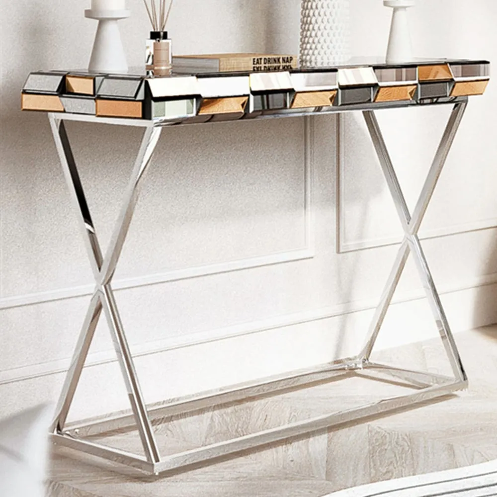 CARME Console Table - Gold, Mirrored image