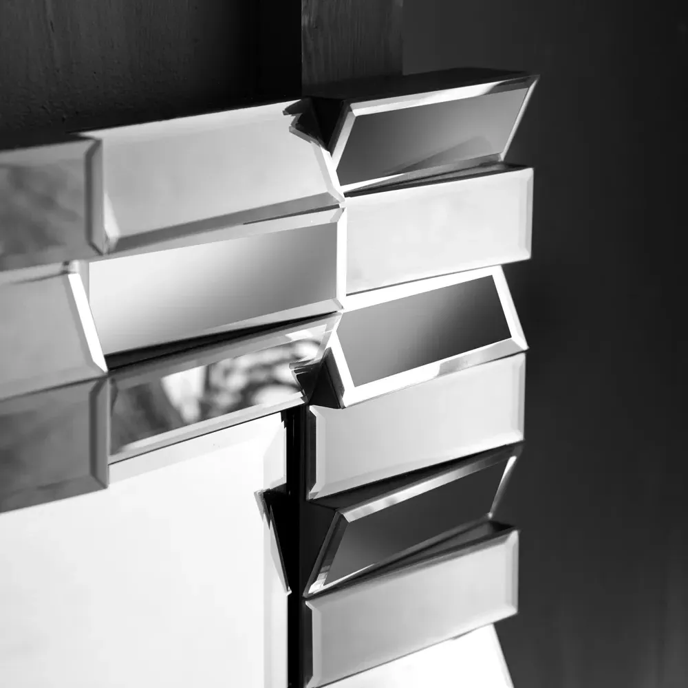 CARME Home 3D Rectangular Wall Mirror - Grey