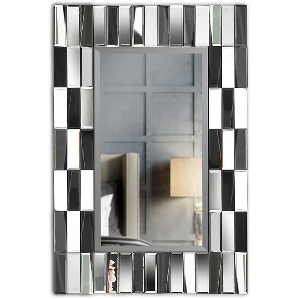 CARME Home 3D Rectangular Wall Mirror - Grey image
