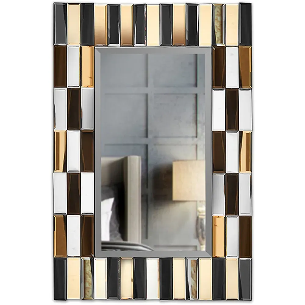 CARME Home 3D Rectangular Wall Mirror - Rose Gold