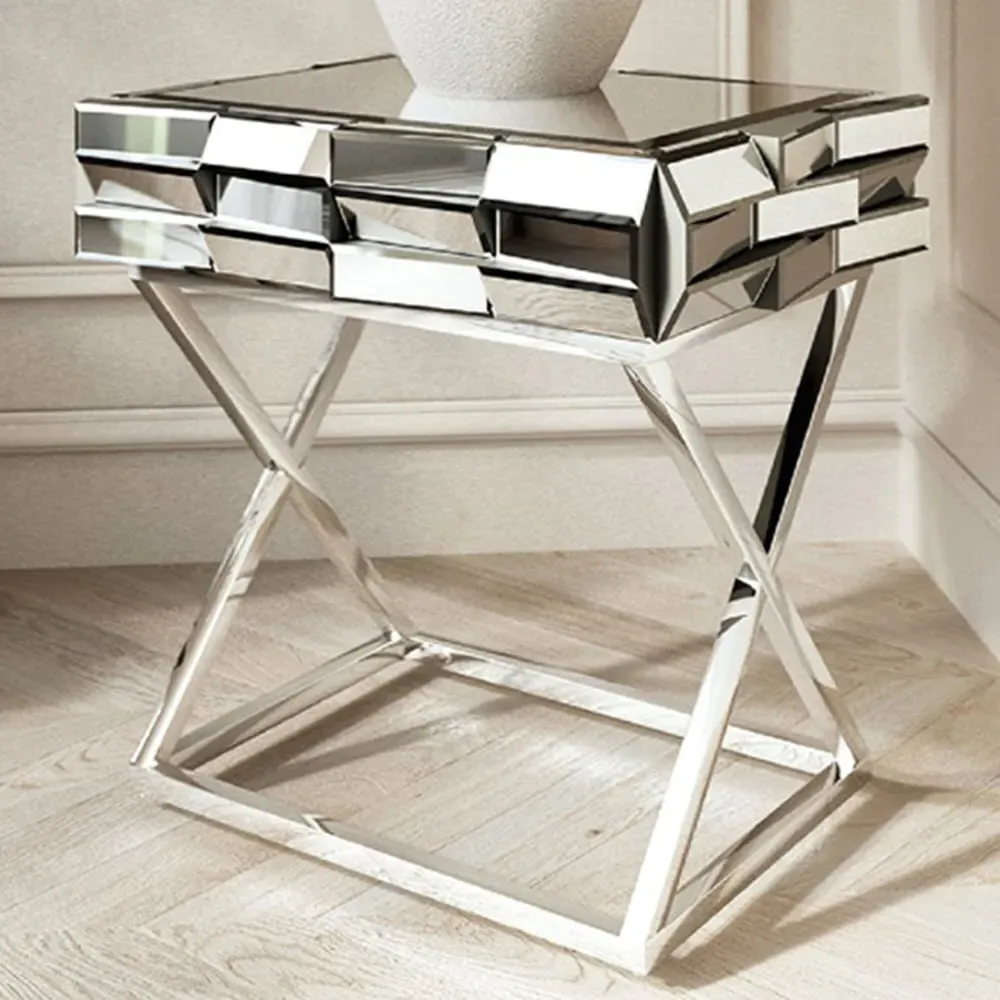 CARME Home Side Table with Drawer - Grey